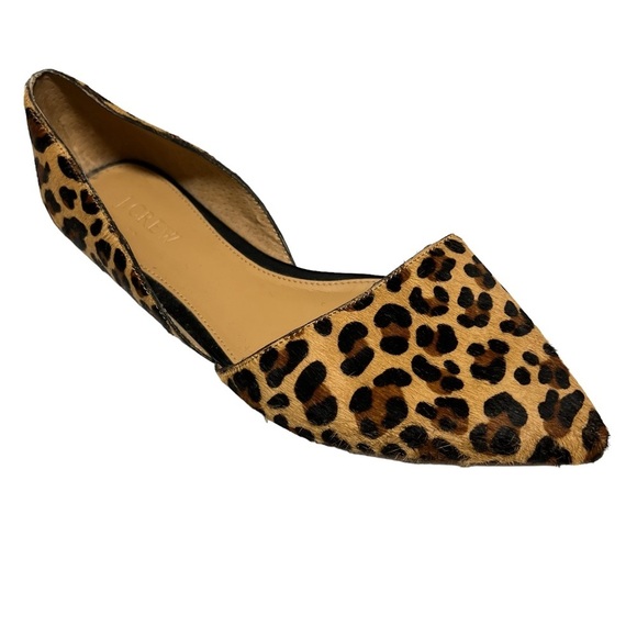 J. Crew Leopard Animal Print D’Orsay Calf Hair Flats Size 7 - Picture 1 of 8